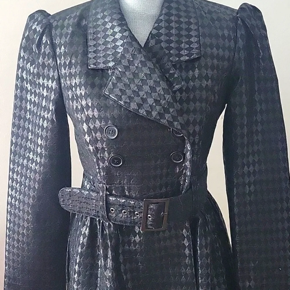 Candie's Brand Black Button Down Coat With Belt, Size: L